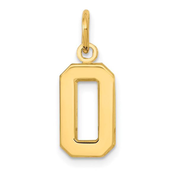 14k Yellow Gold Casted Small Polished Number 0 Charm