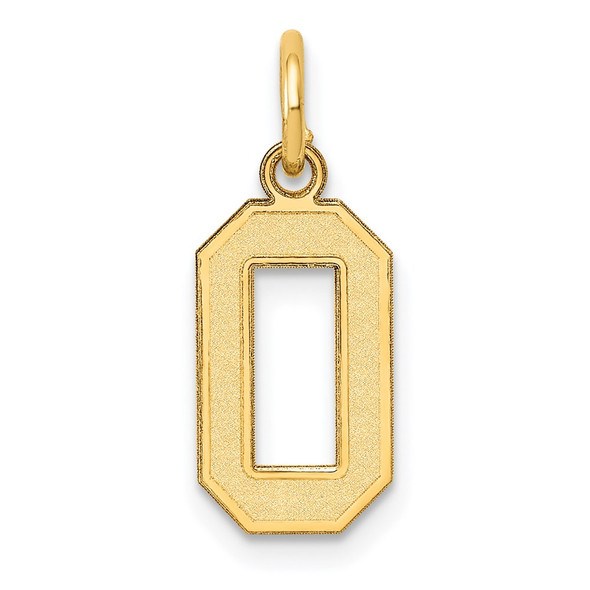 14k Yellow Gold Small Satin Number 0 Charm