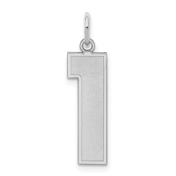 Sterling Silver Rhodium-plated Large Satin Number 1 Charm