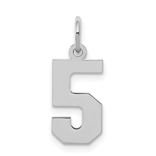 Sterling Silver Rhodium-plated Small Polished Number 5 Charm