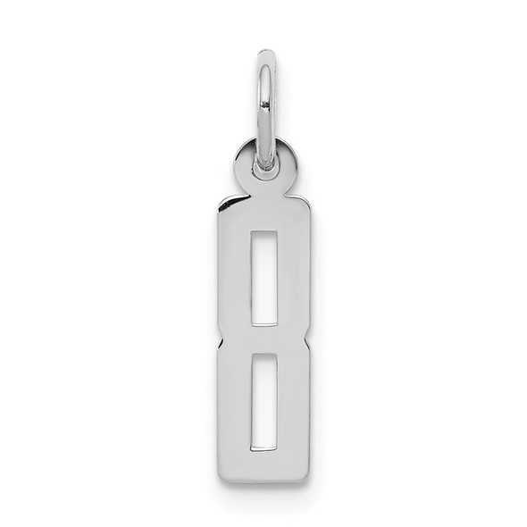 Sterling Silver Rhodium-plated Small Elongated Polished Number 8 Charm