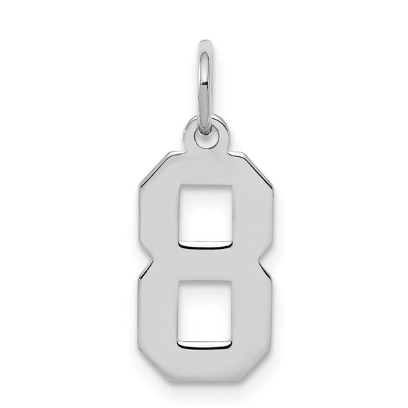 Sterling Silver Rhodium-plated Small Polished Number 8 Charm