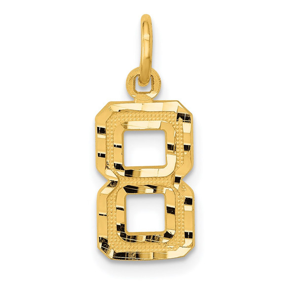 14k Yellow Gold Casted Small Diamond-Cut Number 8 Charm