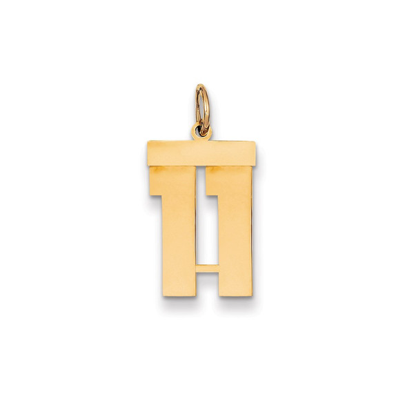 14k Yellow Gold Medium Polished Number 11 Charm LM11