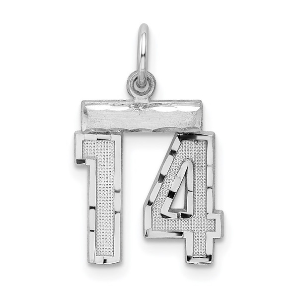 Sterling Silver Rhodium-plated Small #14 Charm