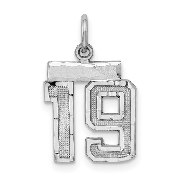 Sterling Silver Rhodium-plated Small #19 Charm