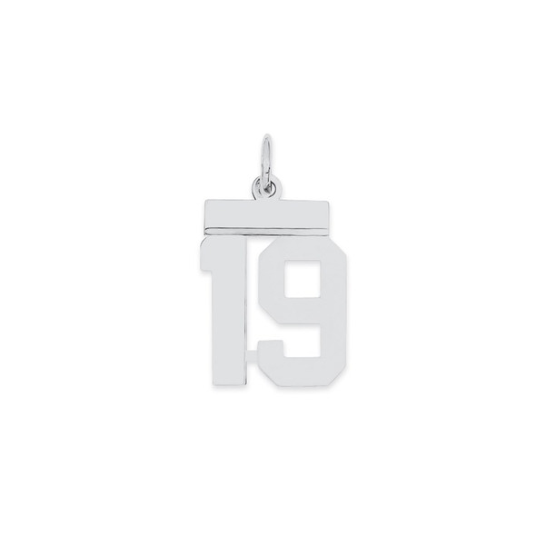 Sterling Silver Rhodium-plated Small Polished Number 19 Charm