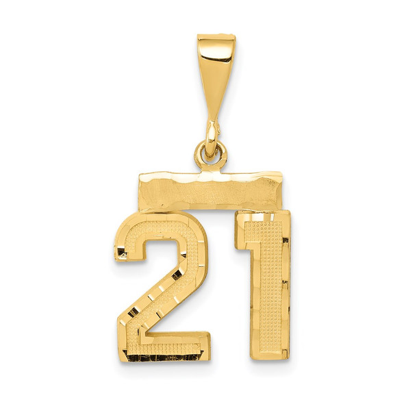 14k Yellow Gold Small Diamond-Cut Number 21 Charm