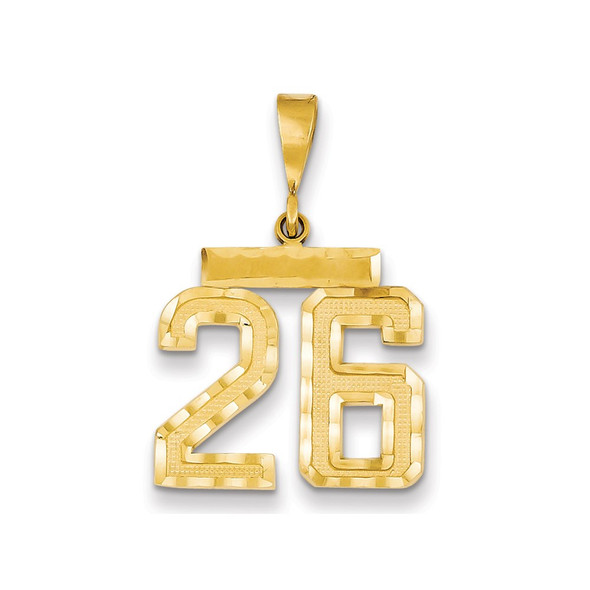 14k Yellow Gold Medium Diamond-Cut Number 26 Charm