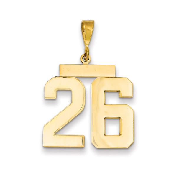 14k Yellow Gold Large Polished Number 26 Charm