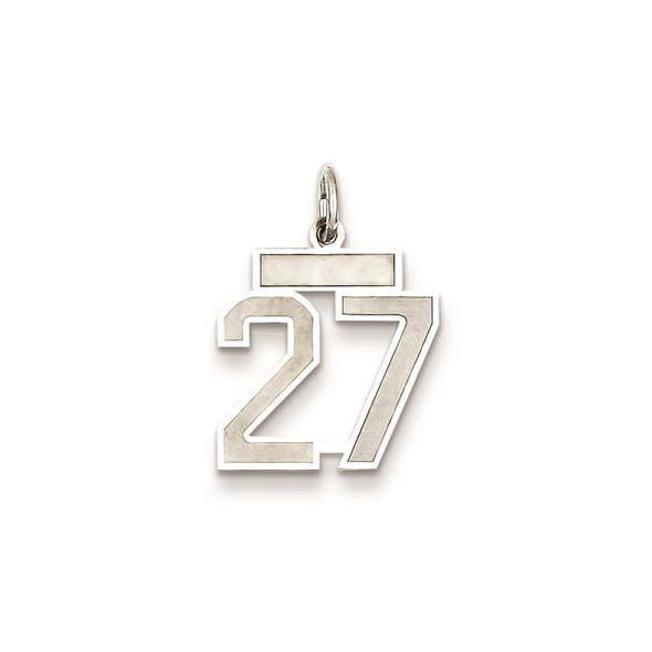 Sterling Silver Rhodium-plated Small Satin Number 27 Charm
