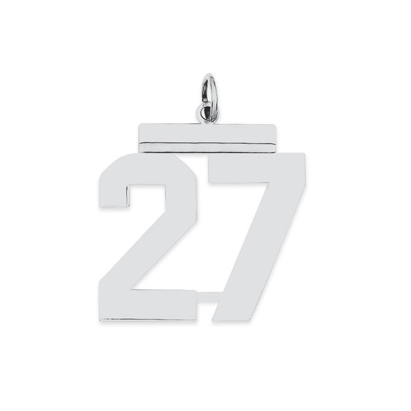 Sterling Silver Rhodium-plated Large Polished Number 27 Charm