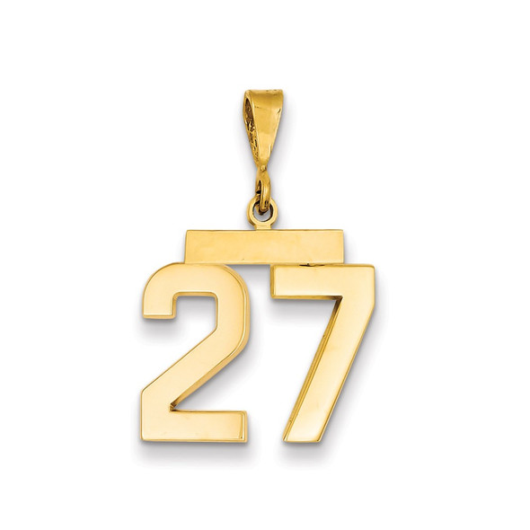 14k Yellow Gold Medium Polished Number 27 Pendant MP27