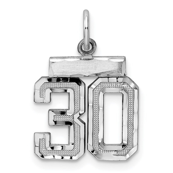 Sterling Silver Rhodium-plated Small #30 Charm
