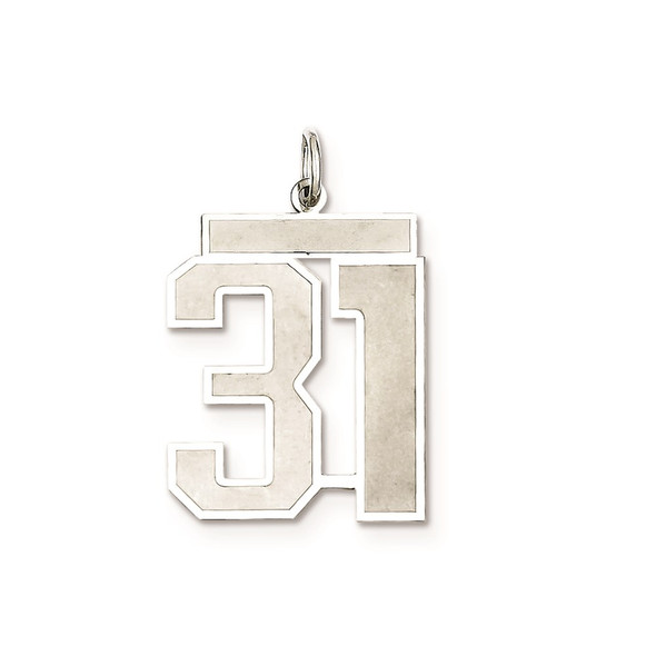 Sterling Silver Rhodium-plated Large Satin Number 31 Charm