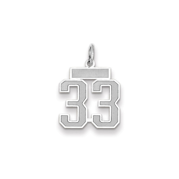 14k White Gold Small Satin Number 33 Charm