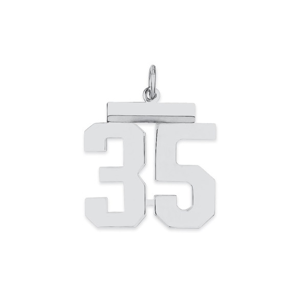 Sterling Silver Rhodium-plated Medium Polished Number 35 Charm