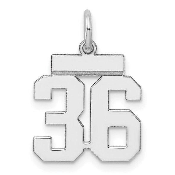 Sterling Silver Rhodium-plated Small Polished Number 36 Charm
