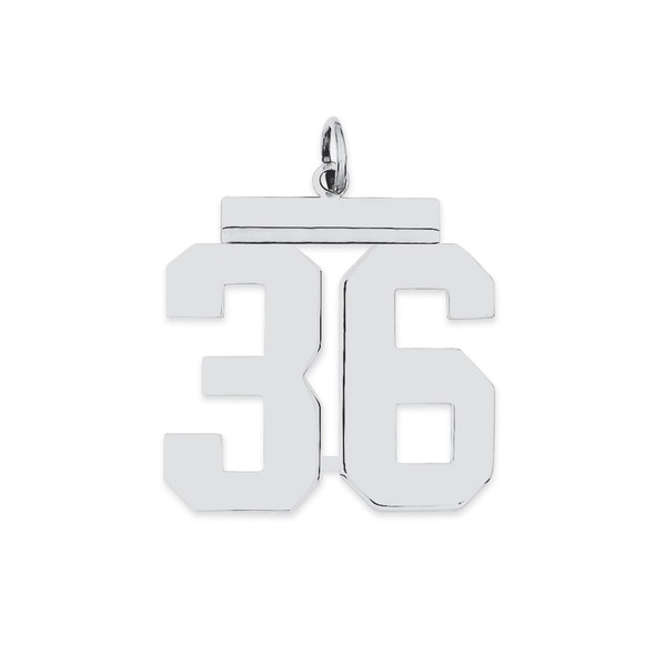Sterling Silver Rhodium-plated Large Polished Number 36 Charm