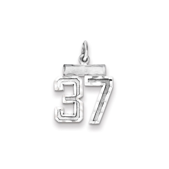 Sterling Silver Rhodium-plated Small #37 Charm