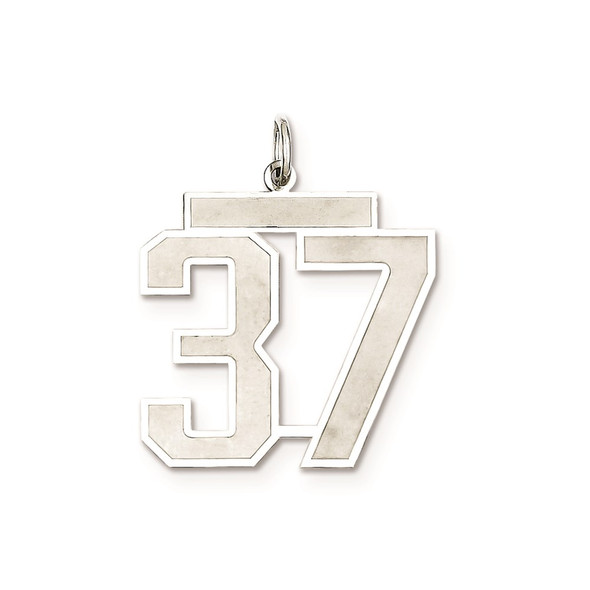 Sterling Silver Rhodium-plated Large Satin Number 37 Charm