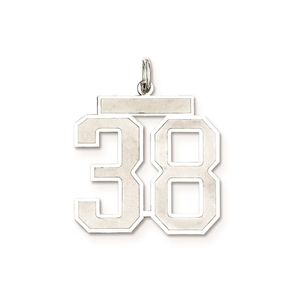 Sterling Silver Rhodium-plated Large Satin Number 38 Charm