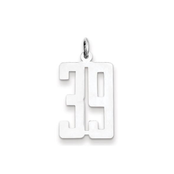 Sterling Silver Rhodium-plated Small Elongated Polished Number 39 Charm