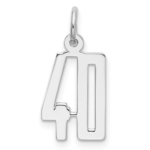 Sterling Silver Rhodium-plated Small Elongated Polished Number 40 Charm
