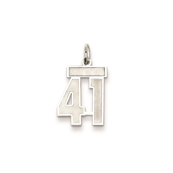 Sterling Silver Rhodium-plated Small Satin Number 41 Charm