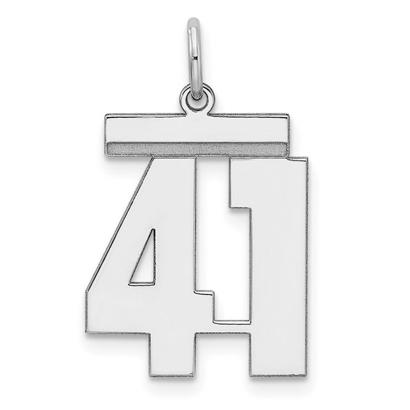Sterling Silver Rhodium-plated Medium Polished Number 41 Charm