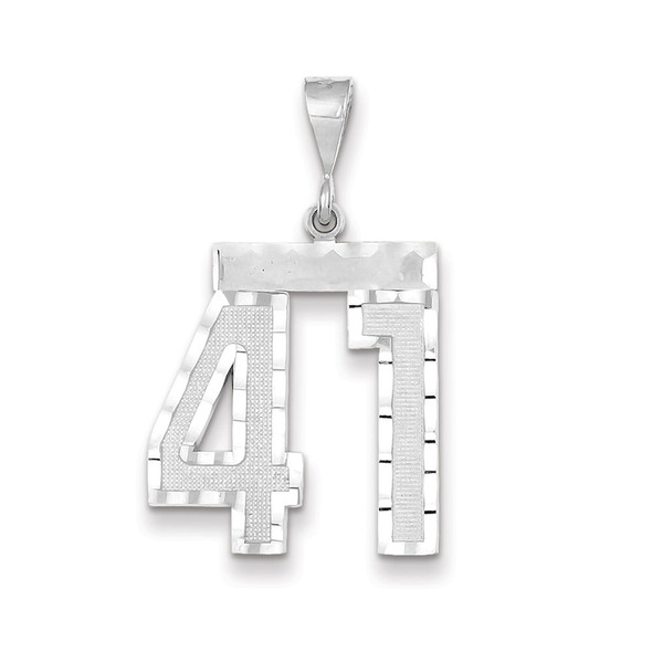 14k White Gold Large Diamond-Cut Number 41 Pendant