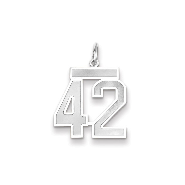 14k White Gold Medium Satin Number 42 Charm