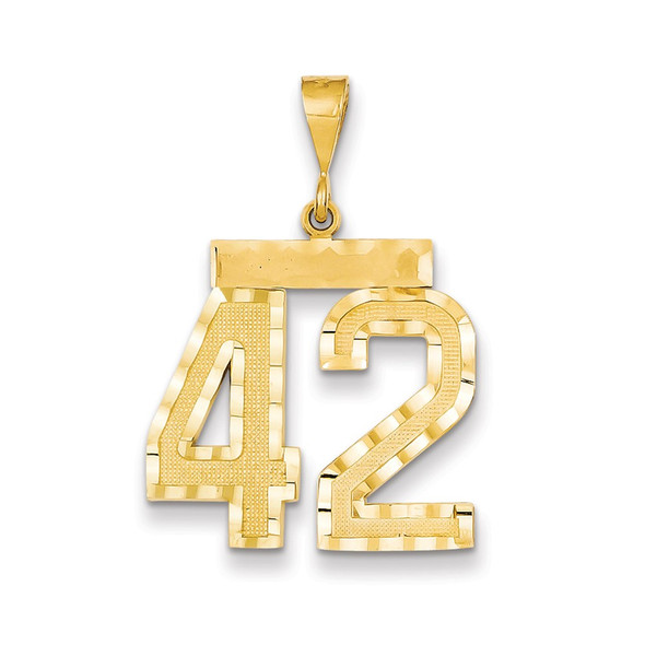 14k Yellow Gold Large Diamond-Cut Number 42 Pendant