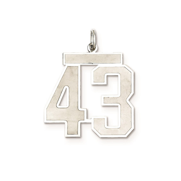 Sterling Silver Rhodium-plated Large Satin Number 43 Charm