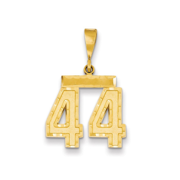 14k Yellow Gold Medium Diamond-Cut Number 44 Charm