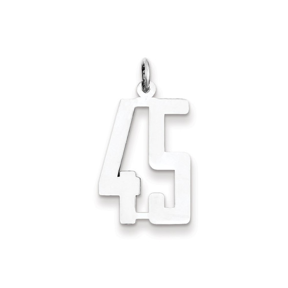 Sterling Silver Rhodium-plated Small Elongated Polished Number 45 Charm
