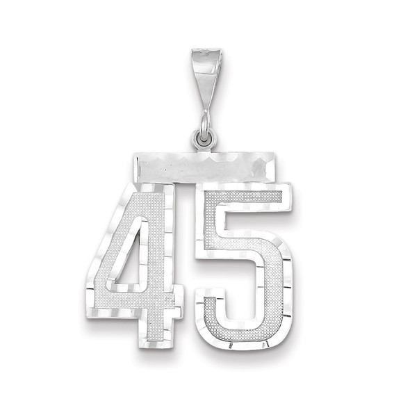 14k White Gold Large Diamond-Cut Number 45 Pendant