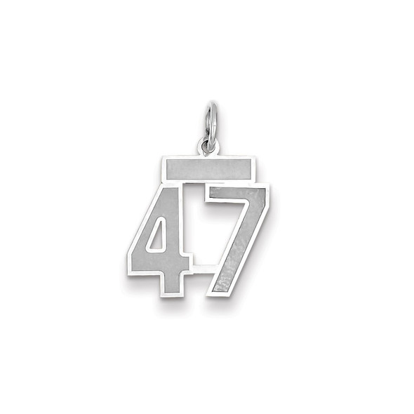 14k White Gold Small Satin Number 47 Charm