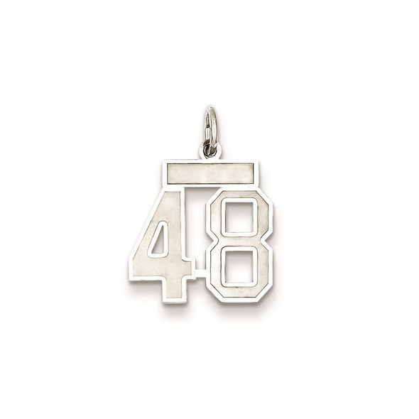 Sterling Silver Rhodium-plated Small Satin Number 48 Charm