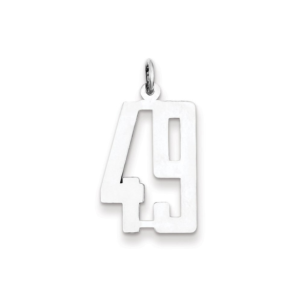 Sterling Silver Rhodium-plated Small Elongated Polished Number 49 Charm