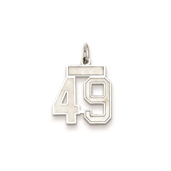 Sterling Silver Rhodium-plated Small Satin Number 49 Charm