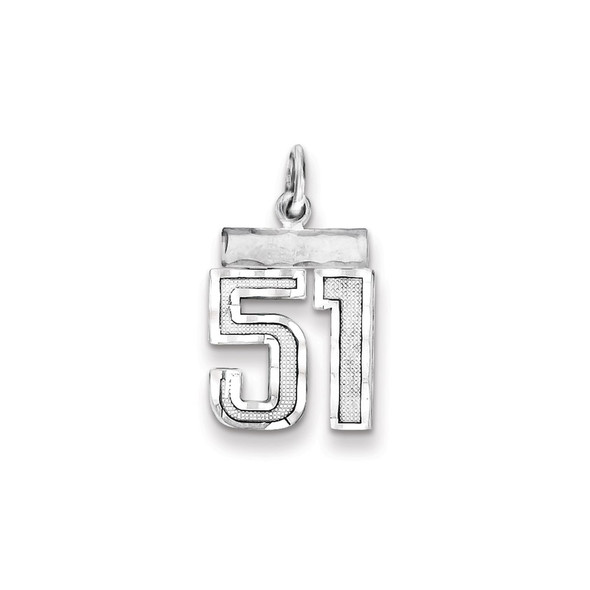 Sterling Silver Rhodium-plated Small #51 Charm