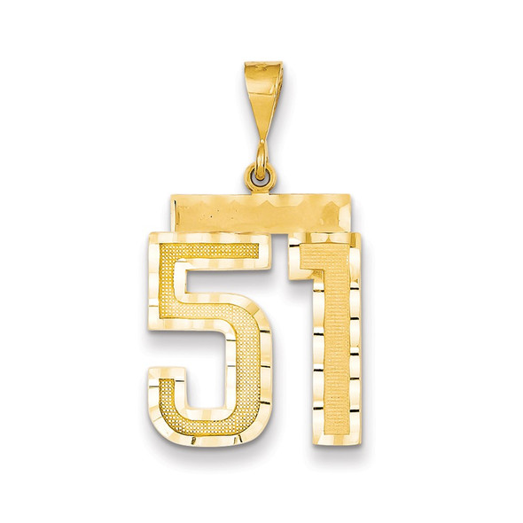 14k Yellow Gold Large Diamond-Cut Number 51 Pendant