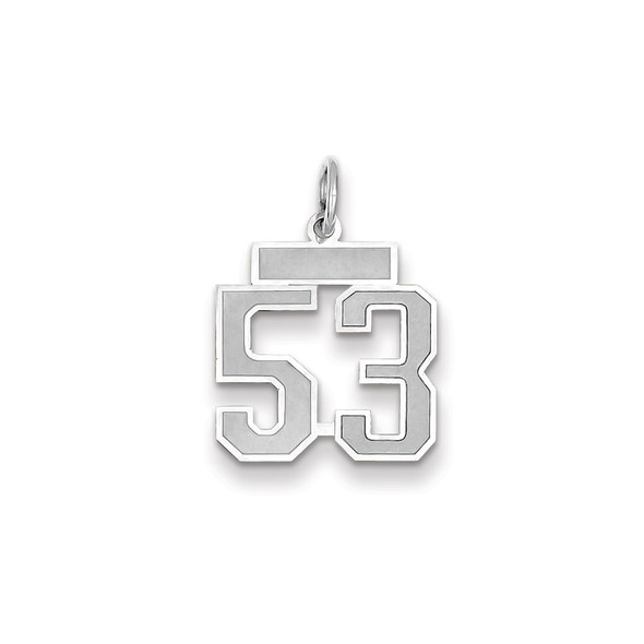 14k White Gold Small Satin Number 53 Charm