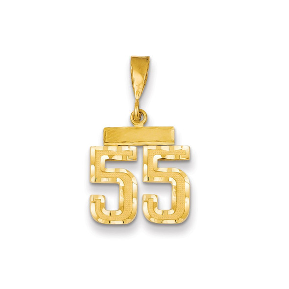 14k Yellow Gold Small Diamond-Cut Number 55 Charm