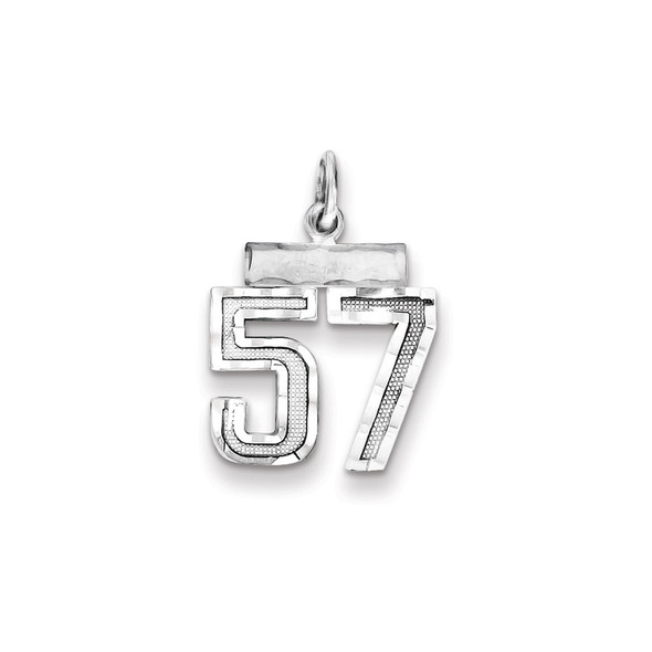 Sterling Silver Rhodium-plated Small #57 Charm