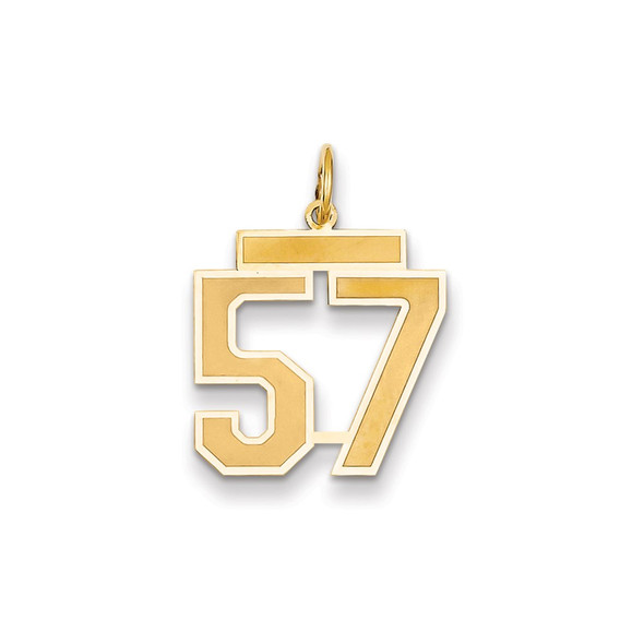 14k Yellow Gold Medium Satin Number 57 Charm