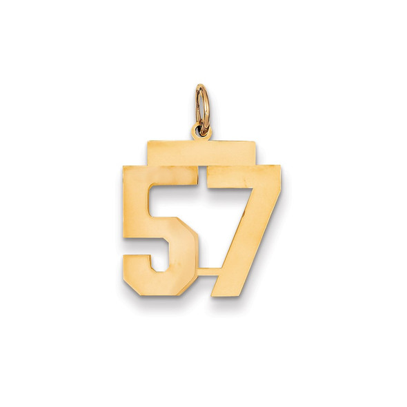 14k Yellow Gold Medium Polished Number 57 Charm LM57