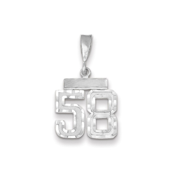 14K White Gold Small Diamond-cut Number 58 Charm