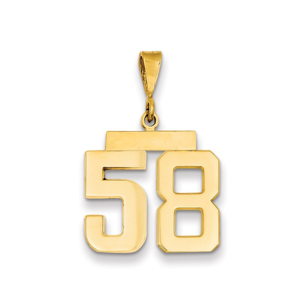 14k Yellow Gold Medium Polished Number 58 Pendant MP58